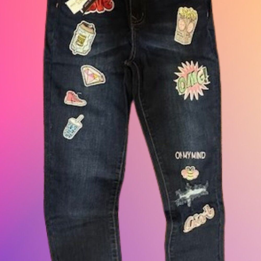 Mashed Potatoes Denim Patch Jeans  4066  Size 7  NWT Boutique